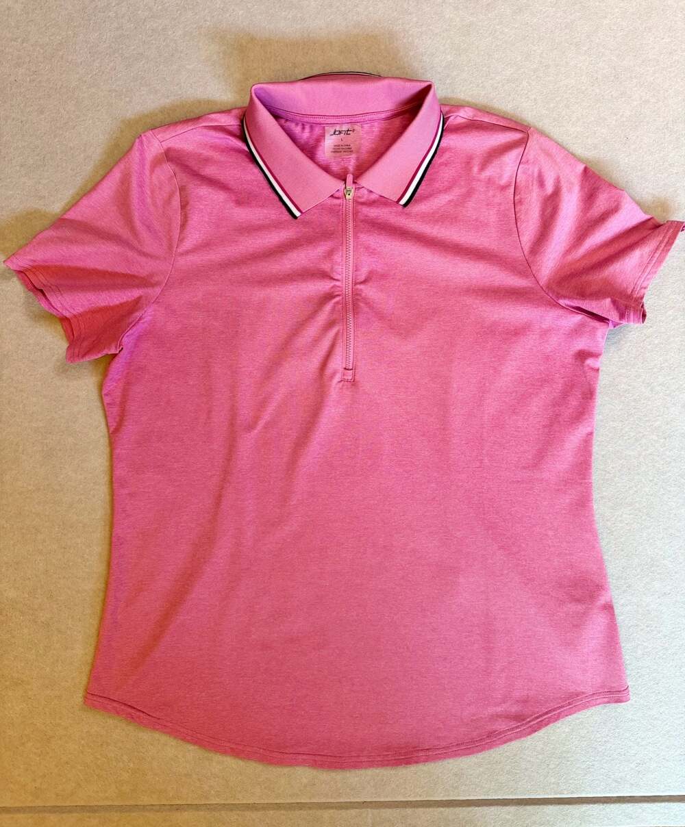 JoFit Women’s Golf Polo L Pink 1/4 Zip Short Sleeve Tennis Pickleball